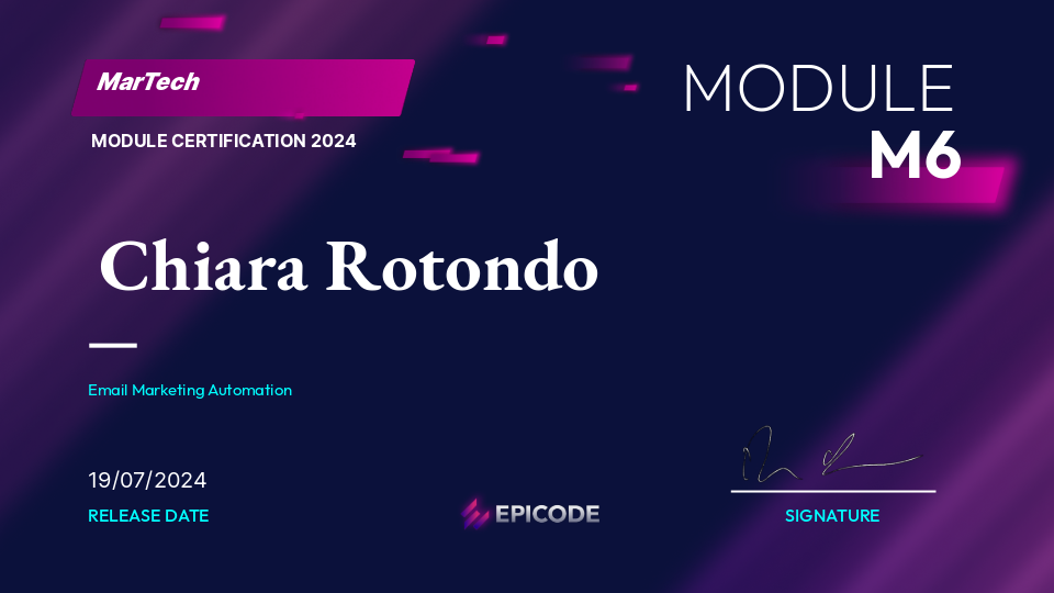 EPICODE certificate awarded to Chiara Rotondo